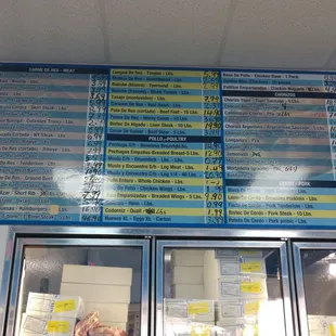 the menu of a restaurant