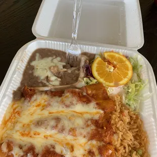 Green Chicken Enchilada Plate