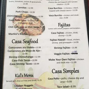 a menu for a mexican restaurant
