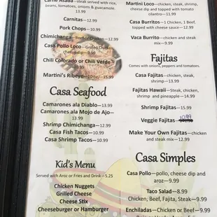 a menu for a mexican restaurant