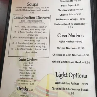menu