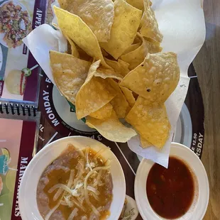 Chips, Salsa, Bean Dip