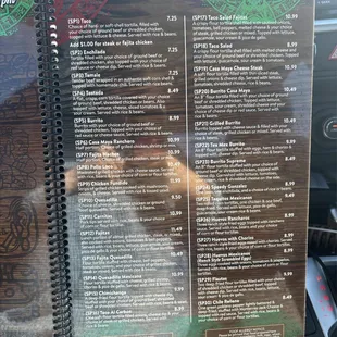 menu
