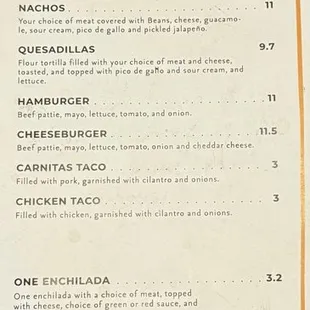Happy hour menu (duh)