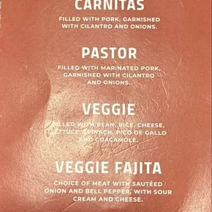 Even though I wasn&apos;t here on a Tuesday or taco Tuesday, I still wanted to share the menu for the group.