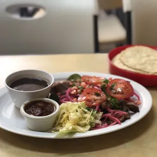 a plate of mexican food