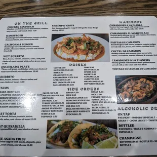 tacos, menu