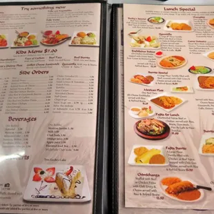 the menu of a mexican restaurant