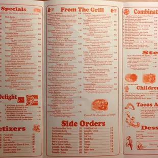 Menu (as of June 2015)