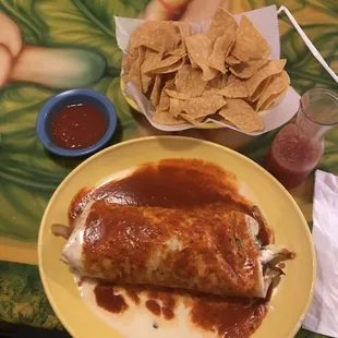 Super Burrito with Chips and Salsa