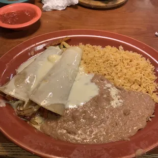 Veggie enchiladas w/ rice n beans .........