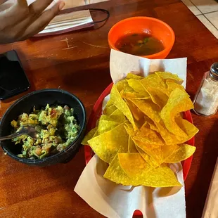 nachos, guacamole and salsa