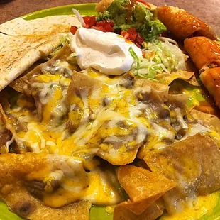 Combo Appetizer Plate - Quesadilla with taquitos and nachos
