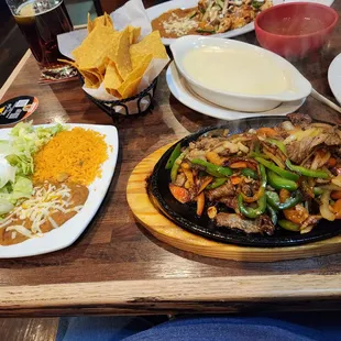 Fajitas and in the back is the Pollo Patron.