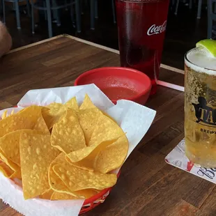 Chips and a draft Corona.