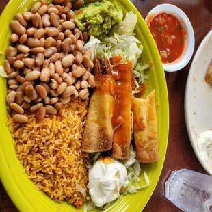 a plate of mexican food on a table