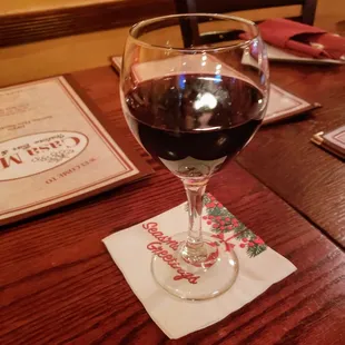 Glass of merlot. I should have gotten a white since I ended up getting veal