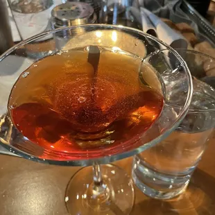 a close up of a cocktail in a glass