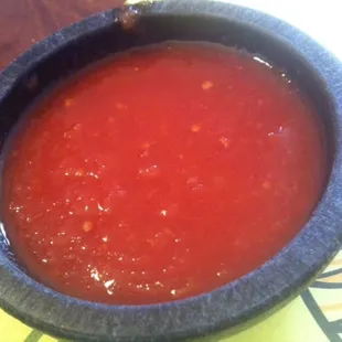 Red mild salsa.
