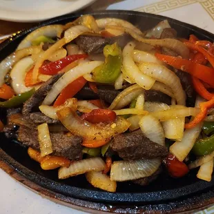 Sizzling hot delicious beef fajita. My favorite!