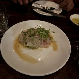 Fluke Crudo with Spicy Cucumbers and Calamansi