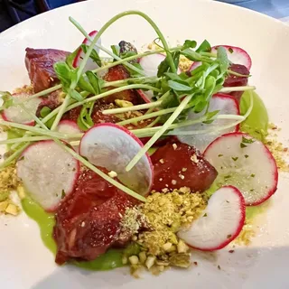 Lamb Lengua with Aji Verde, Cous Cous & Ramps