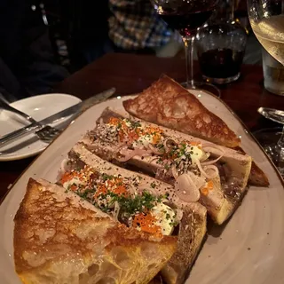 Bone Marrow with Trout Roe, Horseradish & Everything Bagel Spice