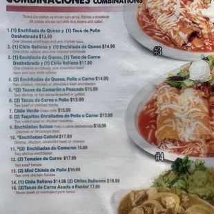 Menu (Combination Platters)