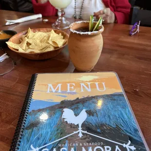 Menu with a Paloma &amp; Margarita