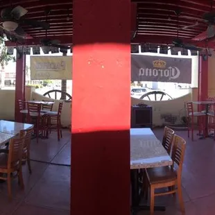 Outdoor patio in the front of the huilding