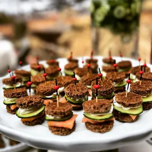 Smoked salmon, cucumber and lime cream cheese on pumpernickel.