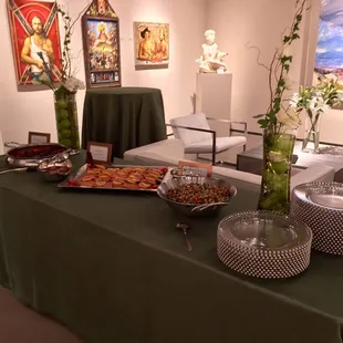 Buffet setting in a gallery.