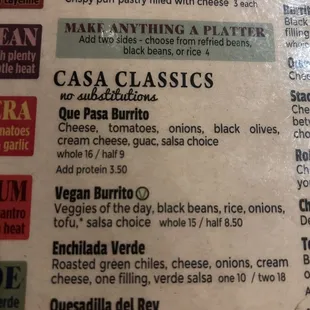 menu
