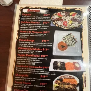 sushi and sashimi, menu