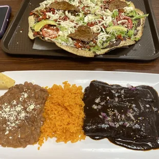 Tlayuda and mole enchiladas