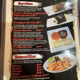 sushi and sashimi, menu