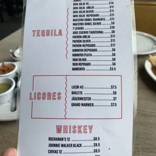Drink menu