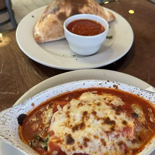 Lunch cannoli and lunch calzone