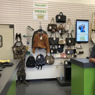 Handbags and leather jackets! Cool