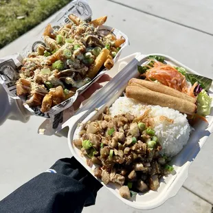 Pork belly fries &amp; Sisig rice plate