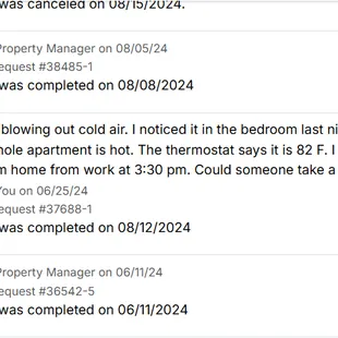 About the a/c8/8/24 - nothing was done. I don't know what they claim to have completed on this day. I still had no a/c.