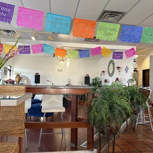 Upper dining area for larger groups.