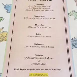 Daily specials $10.99!