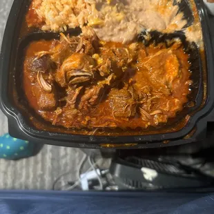 This is NOT how you make chile colorado! It is made with sirloin strips not chunks and the chile is not suppose to be as runny as water.