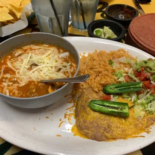 Molcajete lunch special. Able to customize to corn tortillas