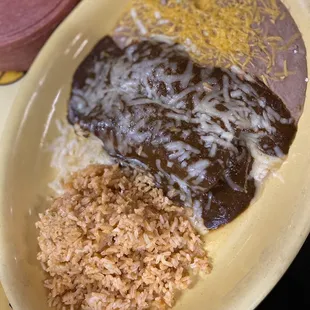 Chicken enchiladas with mole.
