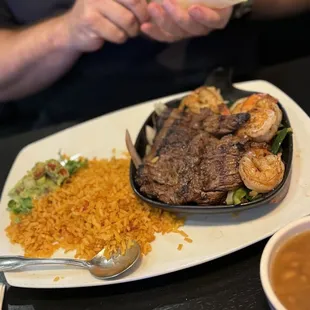 Shrimp and Steak fajitas are delicious