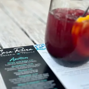 Menu red sangria