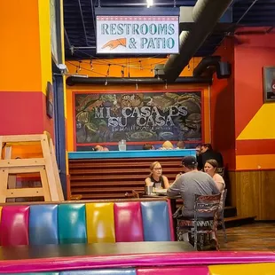 colorful booths
