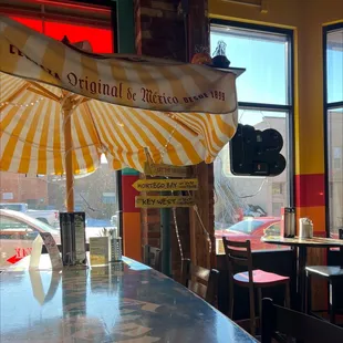 tables and umbrellas